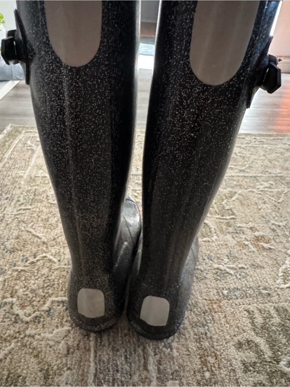 Hunter Kids Black Glitter Rain Boots - Picture 2 of 4